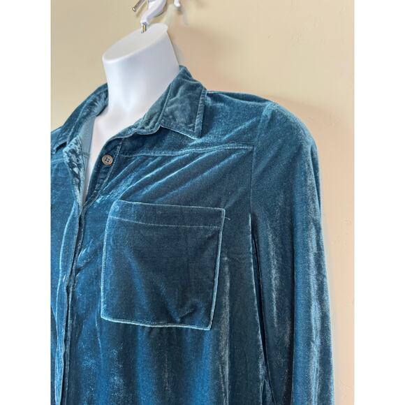 Umgee Whimsigoth Plus Size 1XL Crushed Velvet Button Down Shirt Tunic Jewel Tone - Picture 6 of 12